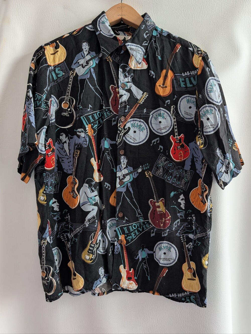 Reyn Spooner Elvis Presley Black Short-Sleeve Button-Down Hawaiian Shirt - S - Picture 1 of 13